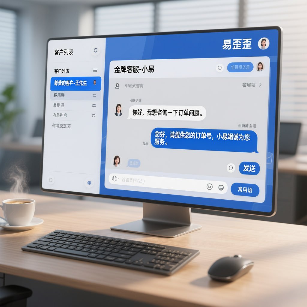 易歪歪AI客服界面展示，显示多语言实时翻译功能